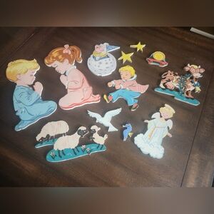 1956 Vintage Wooden Nursery Rhym Wall Art